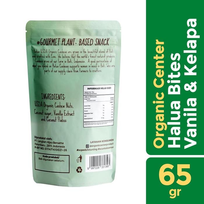 Eat,- Organic Center - Halua Vanilla 65Gr - Kacang Mete - Snack