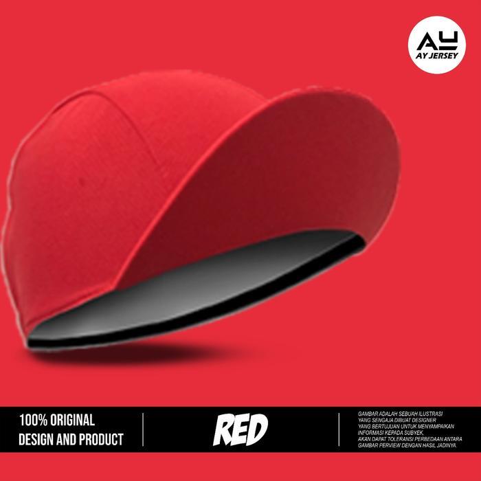 CYCLING CAP MERAH POLOS (TOPI SEPEDA)