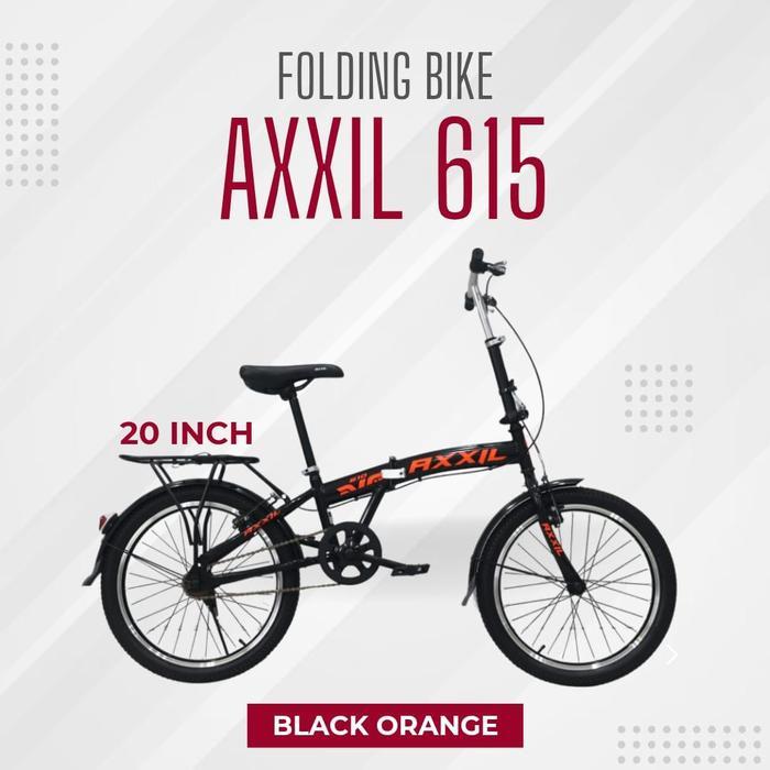 SEPEDA LIPAT AXXIL 20" SINGLE SPEED FOLDING PROMO BESAR JETBLACK EDITION