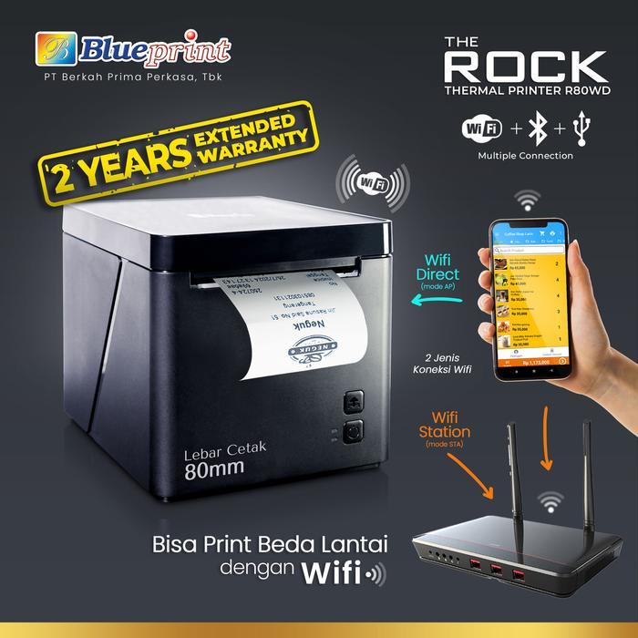 Thermal Printer / Printer Struk / Printer Kasir Desktop 80mm BLUEPRINT R80WD - WiFi + Bluetooth +
