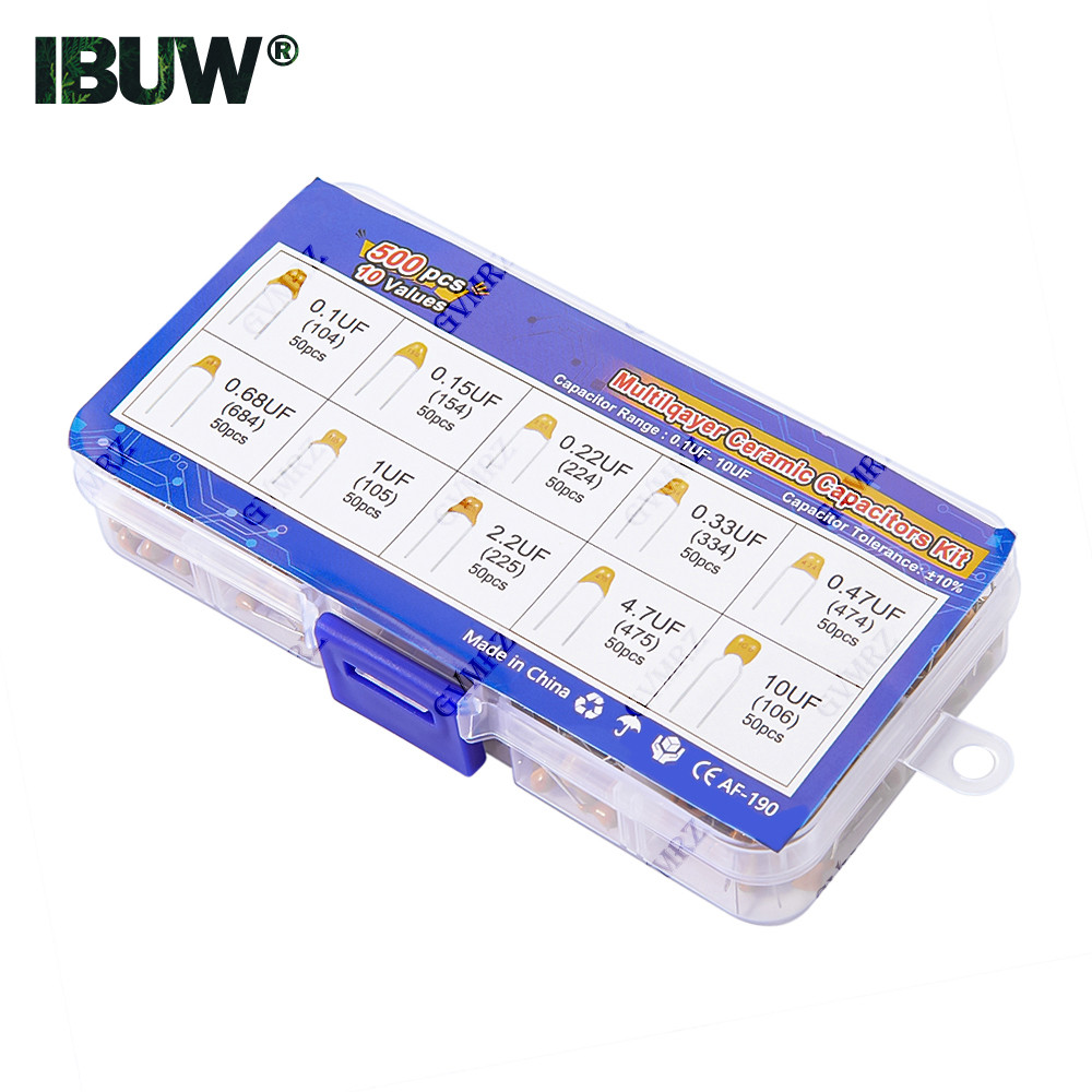 10Values monolithic ceramic capacitor 0.1UF-10UF kit 0.15UF 0..22UF 0.33UF 0.47UF 0.68UF 1UF 2.2UF