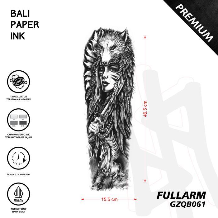 Tato Wolf Girl Gzqb061 Stiker Tato By Bali Paper Ink Full Lengan Temporary