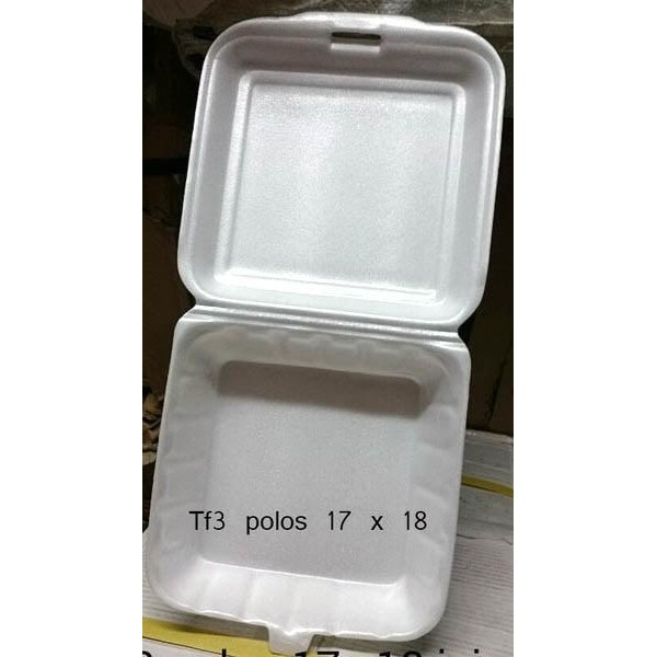 Box Gabus TF3 Kotak Makan Polos Nasi per 100 pc Styrofoam Sterofoam