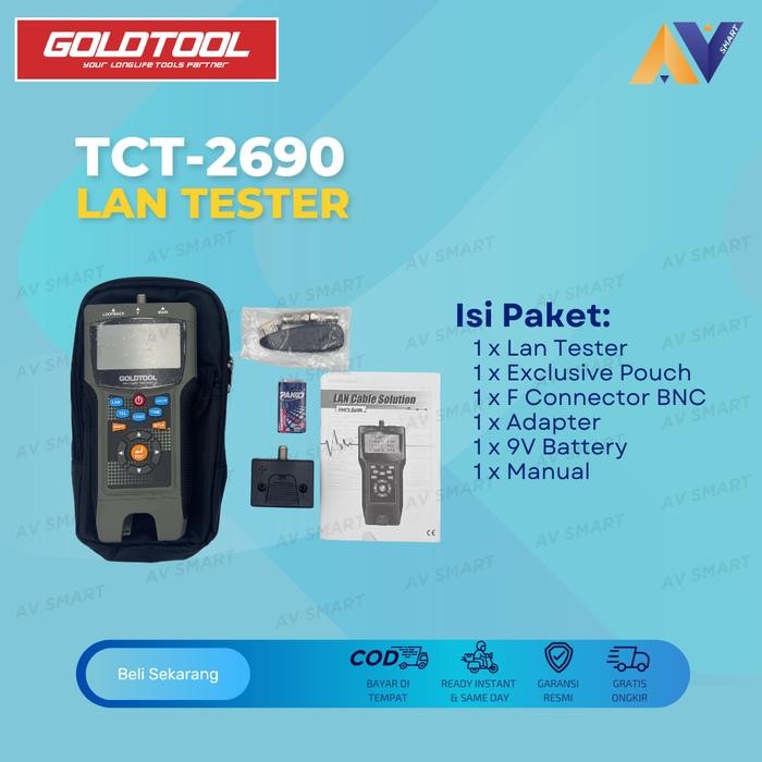 Paling Berkualitas Goldtool Lan Tester Tct-2690 Digital Cable Tester Tct2690 / Usb & Bnc Digital