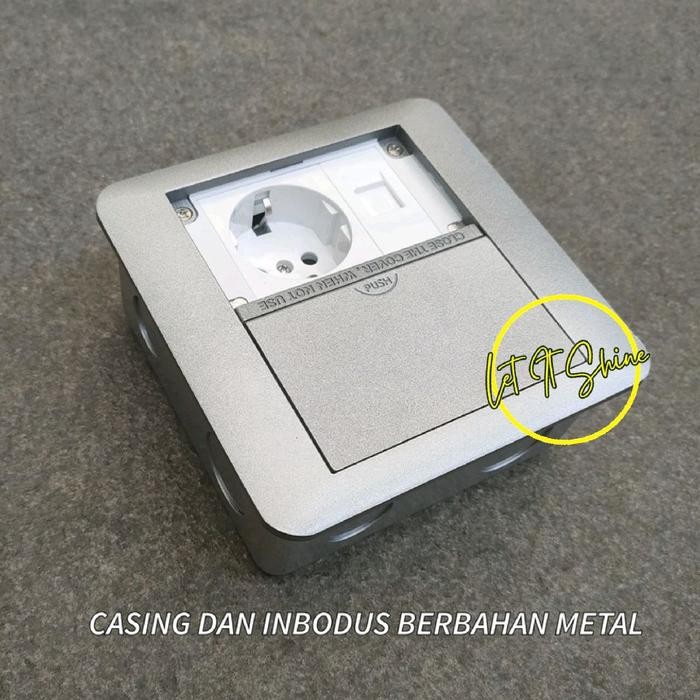 New Stop Kontak Lantai Mirip Double Duplex Stopkontak 6 Modul 2 Arde + 2 Stop 2Pin Cat6 Double Door