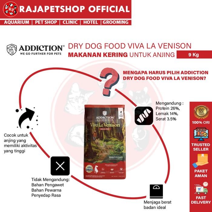 (PAKAN) ADDICTION DOG FOOD VIVA LA VENISON PAKAN KERING ANJING DAGING RUSA 9KG