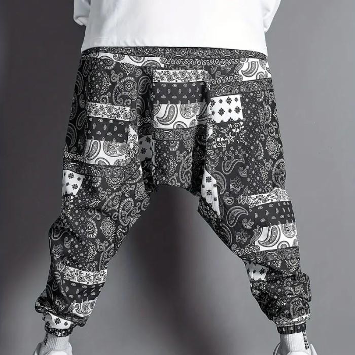 celana panjang harem pria etnik casual musim semi longgar