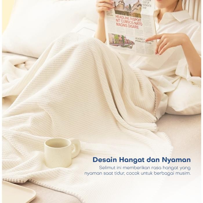 UNITWO Waffle Blanket Selimut Rajut Waffle Lembut & Nyaman