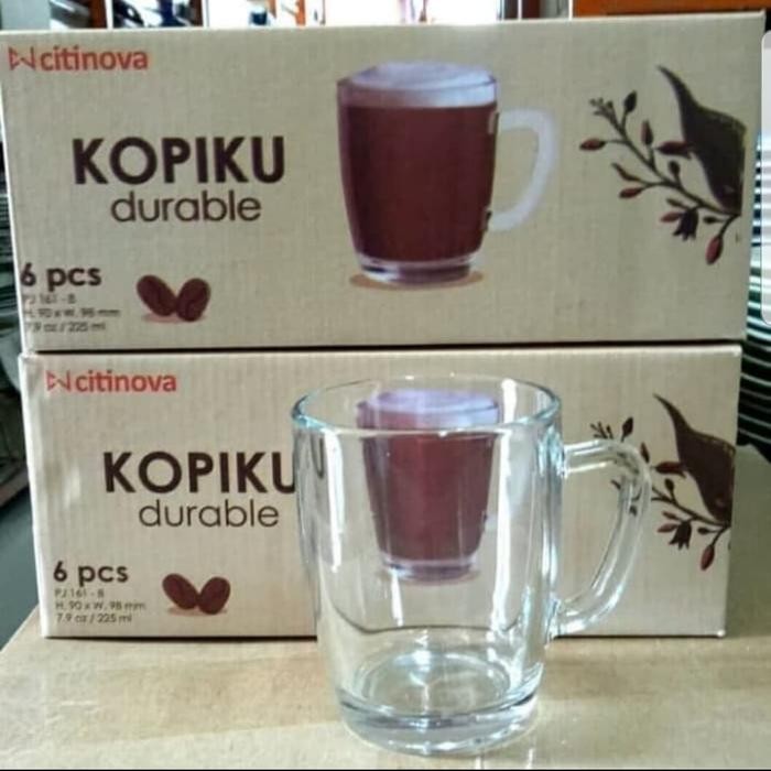 (Gojek) 1Box = 6 Pcs Gelas Citinova Kopiku / Gelas Kaca / Gelas Kopi