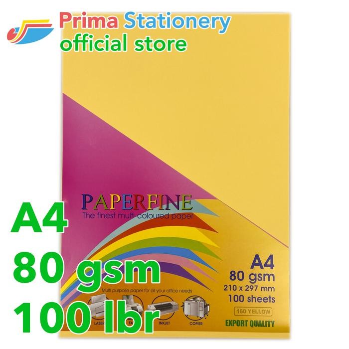 

Kertas HVS A4 Paperfine Isi 100 lbr Warna Yellow