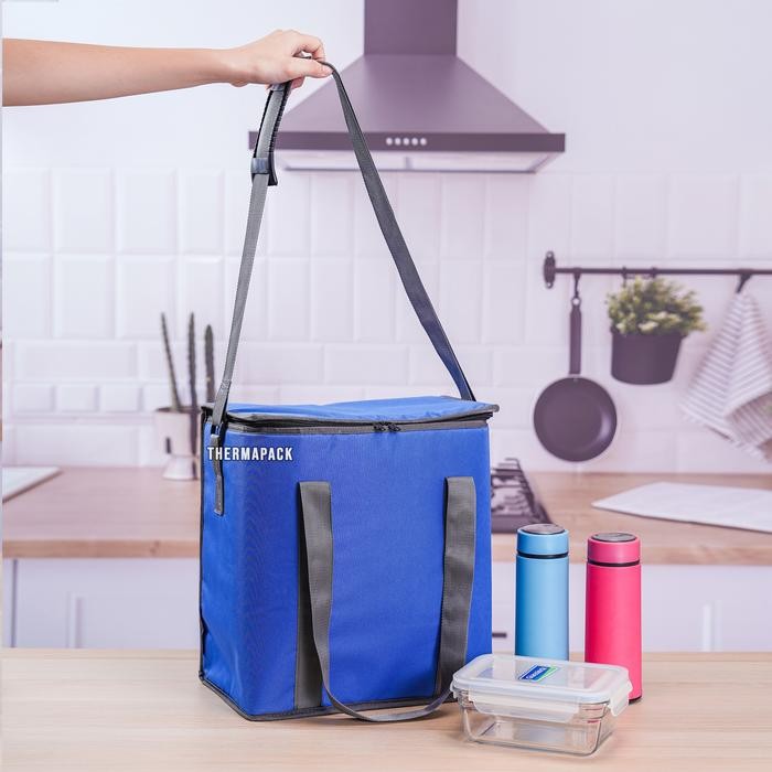 Thermapack Insulated 2In1 Picnic Delivery Bag Tas Delivery Motor Cooler Jumbo Tas Bekal Aluminium