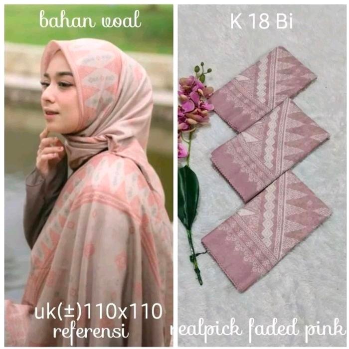 Hijab Segi Empat Voal Motif Batik Songket Dusty