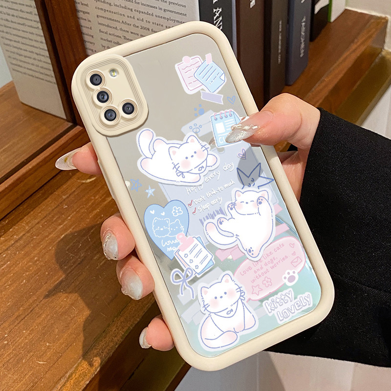 Casing Hp Samsung Galaxy A31 Case Softcase Casing HP Love Love Kucing Silikon Mirror Kesing Ponsel C