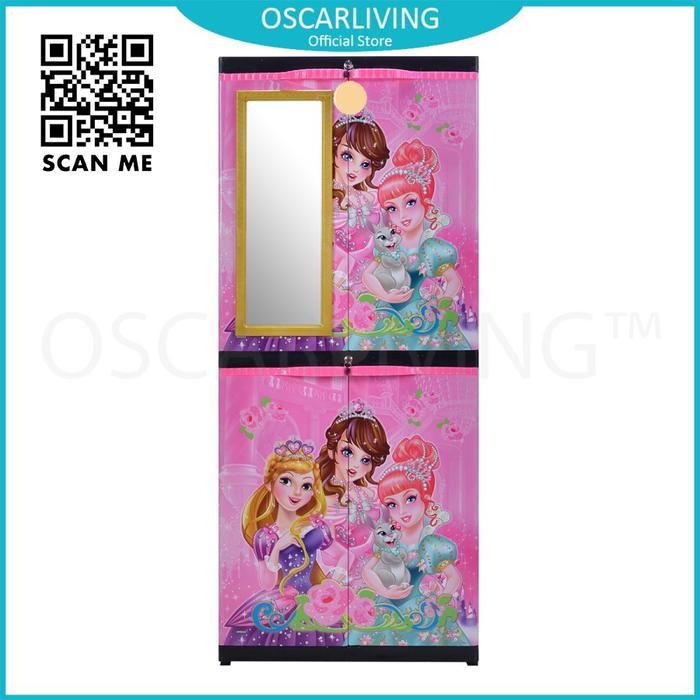 Sinbak Lemari Plastik + KACA Motif PRINCESS/Lemari Pakaian TERBARU