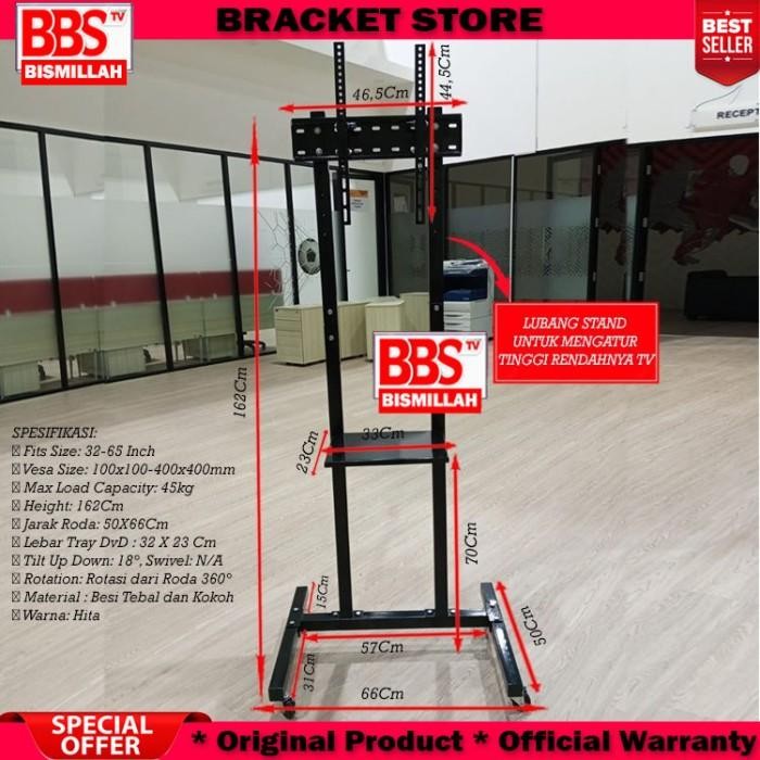 Bergerak Bracket Standing Tv 32-85 Inch Tv Berdiri Stand Universal Dapat Disesuaikan Led Tv Stand