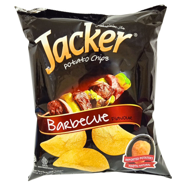 

S34179 JACKER POTATO CHIPS BBQ POTATO CHIP 60G X 12BAG X 3BALL MAJU BERSAMA (20250910)