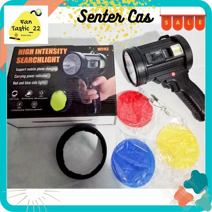 Ready Senter High Intensity Searchlight Powerbank Solar Panel W5113