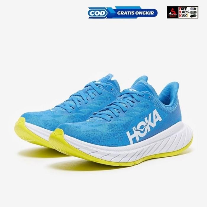 (BISA COD) Sepatu Lari Hoka Carbon X 2 Blue Citrus 37 sd 45