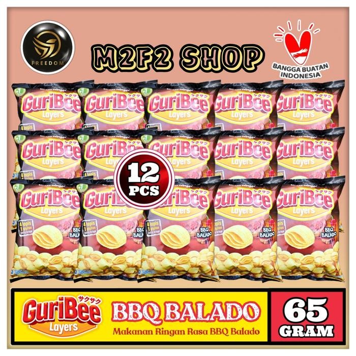 

Keripik GuriBee Layers Snacks BBQ Balado - 65 gr (Harga 12 Pcs)