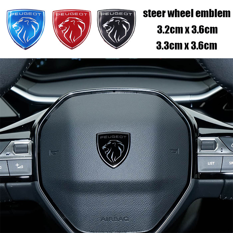 IMPORT 1pcs 3D overlay Peugeot aluminum steer wheel emblem Sticker Car Steering Wheel Sticker Car