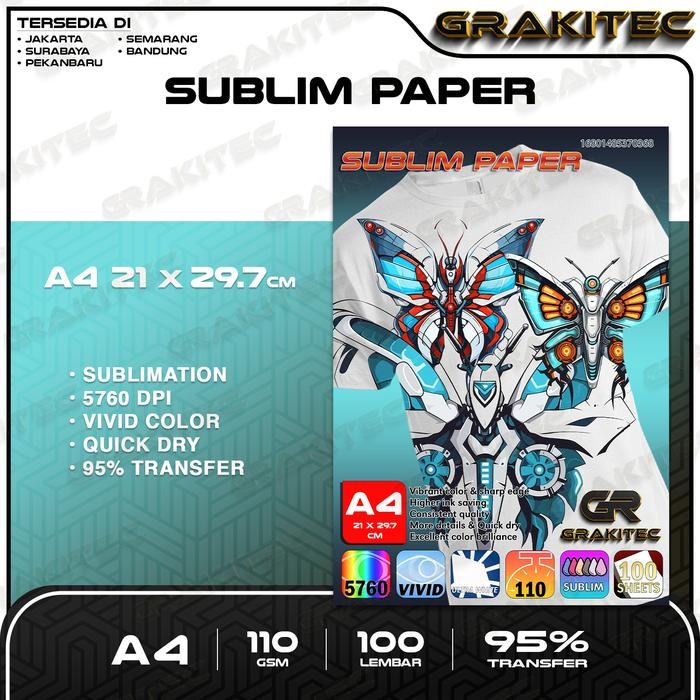 

Pilihan- Grakitec Kertas Sablon Sublim Transfer Paper A4 / Legal F4+ 110 Gsm - Grakitec