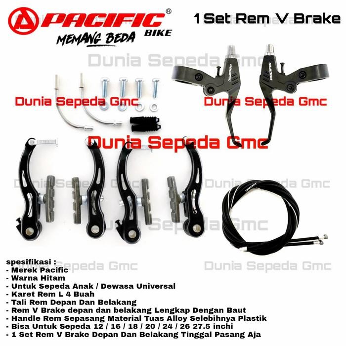 Ready rem v brake sepeda lipat MTB BMX 1 set depan belakang handle tali rem