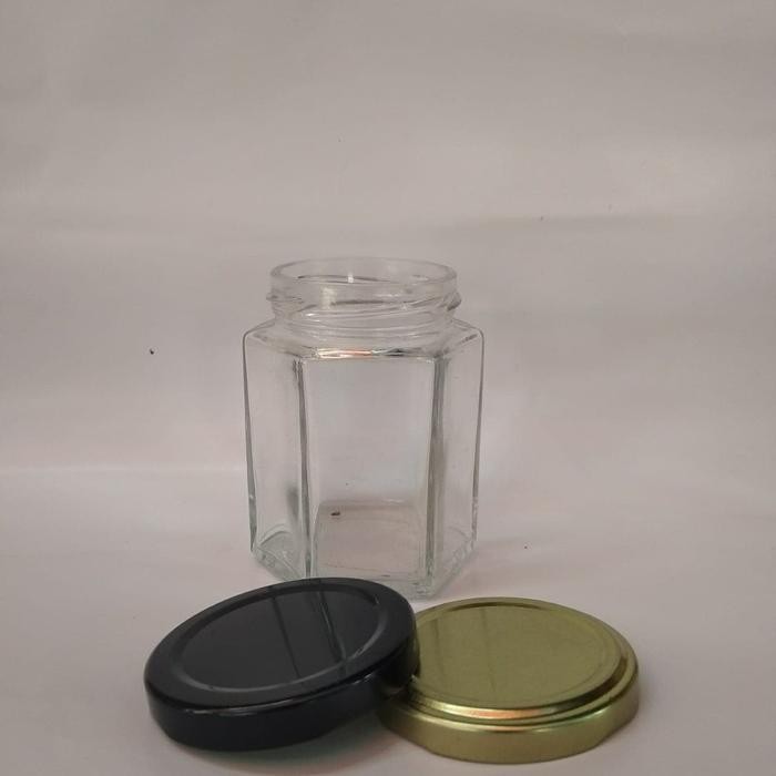 Toples/ jar kaca hexagonal 195ml