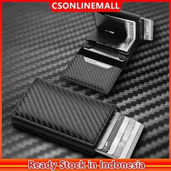 CSONLINEMALL Dompet Pria Kulit Wallet Card Holder RFID Mini Smart Wallet