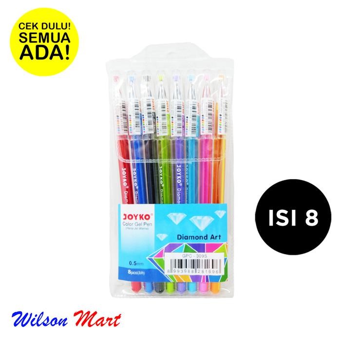 

JOYKO DIAMOND ART COLOR GEL PEN 0,5 MM ISI 8 PCS BOLPEN MULTI WARNA
