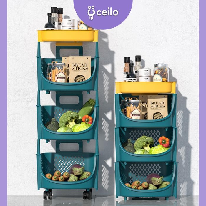 CEILO Rak Keranjang Penyimpanan Susun Multifungsi / Rak Storage Plastik Dapur Untuk Tempat Snack,