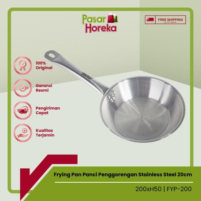 Terbaik Frying Pan Wajan Penggorengan Stainless Steel 20Cm Mutu Fyp-200 100% Ori