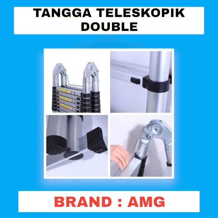 Paling Baik Tangga Lipat Aluminium Teleskopik 7.2 M Double Telescopic 7,2 Meter Terlariss 