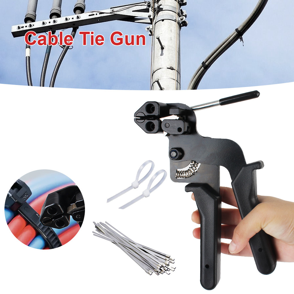 Steel Cable Ties Plier Zip Gun Locking Tie Wrap Tool Fastening Strap Cutting Tool Zip Tensioning Too