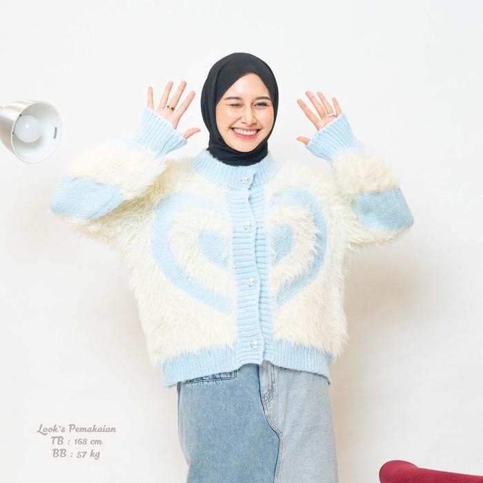CDCModels Sheila Sweater Rajut - Atasan Wanita Dewasa Kancing Aktif