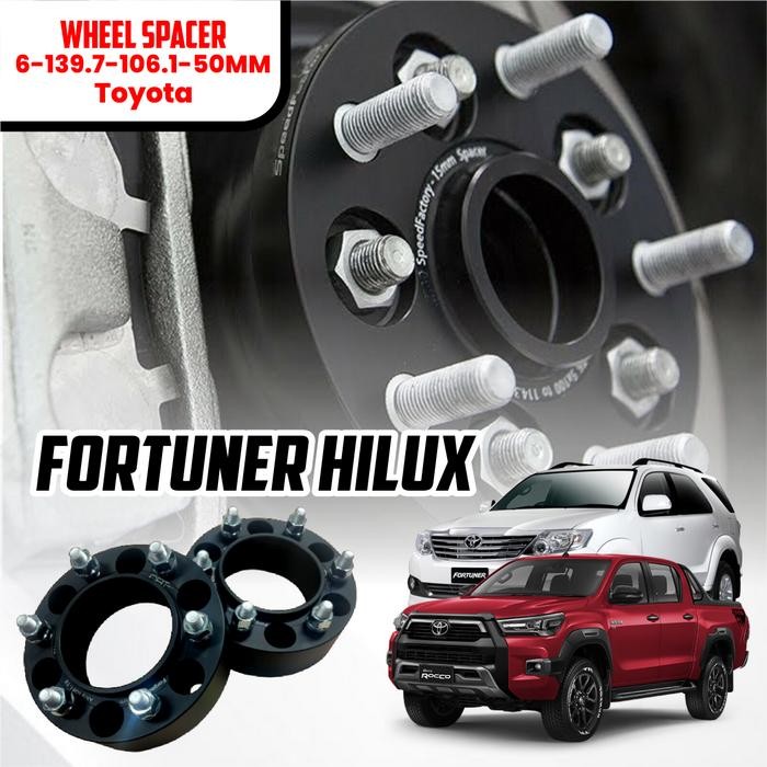 Aksesoris Wheel Adaptor Velg Spacer Aluminium Fortuner Hilux Toyota 6 Hole