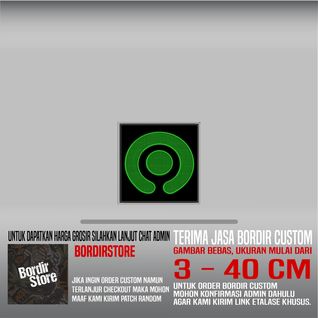 GOJEK HIJAU HITAM BS-479 PATCH BORDIR LOGO/EMBLEM