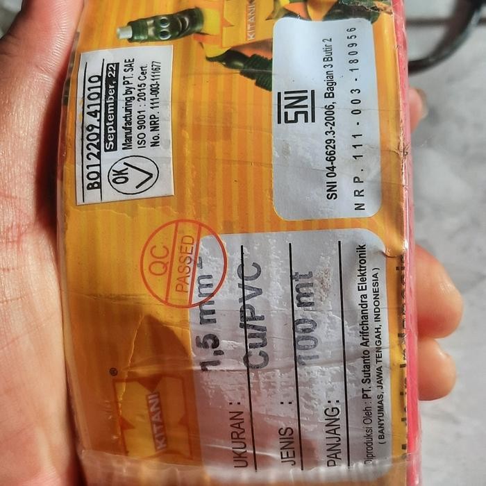 Kitani Kabel Listrik 1.5Mm Sni - Lmk 100Meter