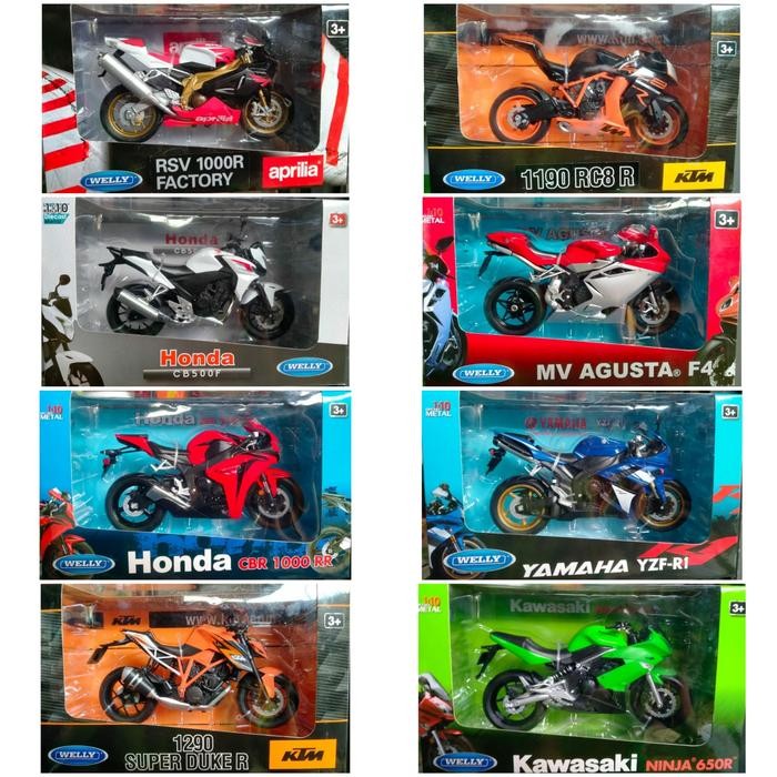 welly miniatur 1/10 motor mainan anak motor honda cb 500f motor mainan