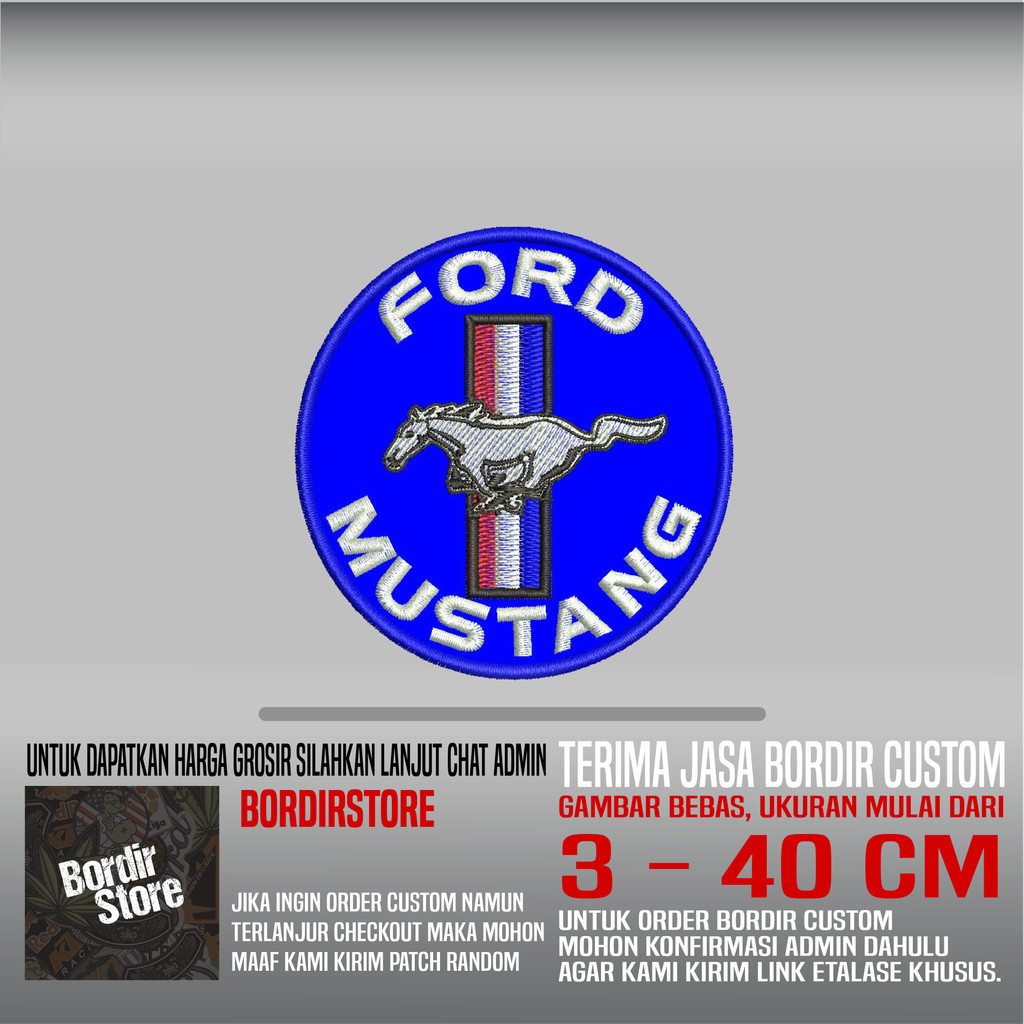 FORD MUSTANG KUDA BUAT BS-844 PATCH BORDIR LOGO/EMBLEM