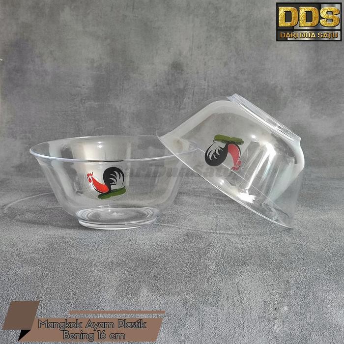 nwmi- Mangkok Ayam Jago Plastik Putih Bening Mangkok Mie Bakso (6 Pcs)