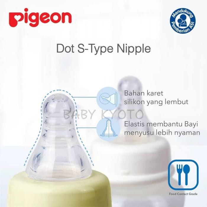 KIDmOms- Bk Botol Susu Bayi Pigeon Standard Neck Assorted Dot Bulat Anak Anti Sedak Nipple Baby