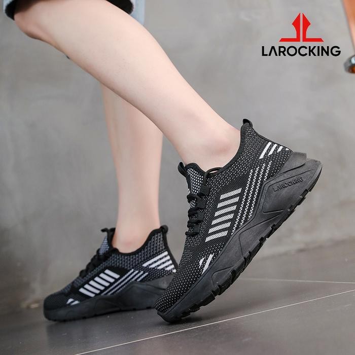 Larocking - Owen Hitam Polos Abu Tua Sepatu Running Gym Shoes Sport Outdoor
