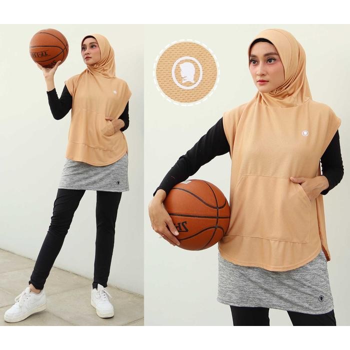 Long Vest Rompi Panjang Muslim Polos Sport Olahraga Wanita Untuk Padel Bersepeda Lari Senam 9-0260