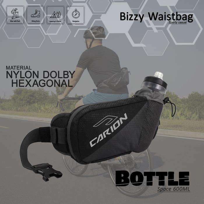 Carion Bizzy Waistbag Black Tas Sepeda Motor Trail Outdoor Running 2 Liter Carion Bag Sport Dengan