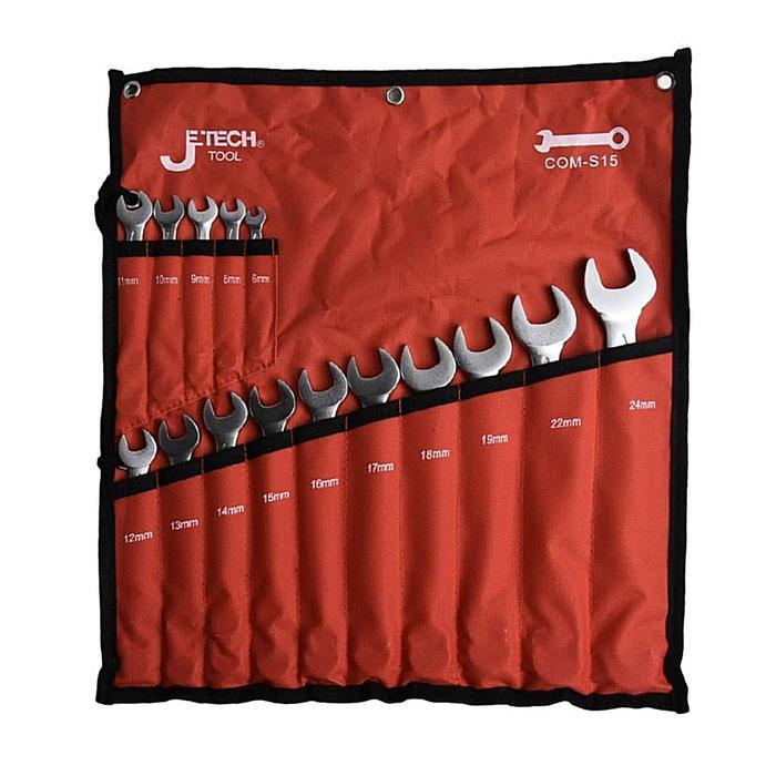 Jetech Set Kunci Ring Pas 6-24 Mm 15Pcs
