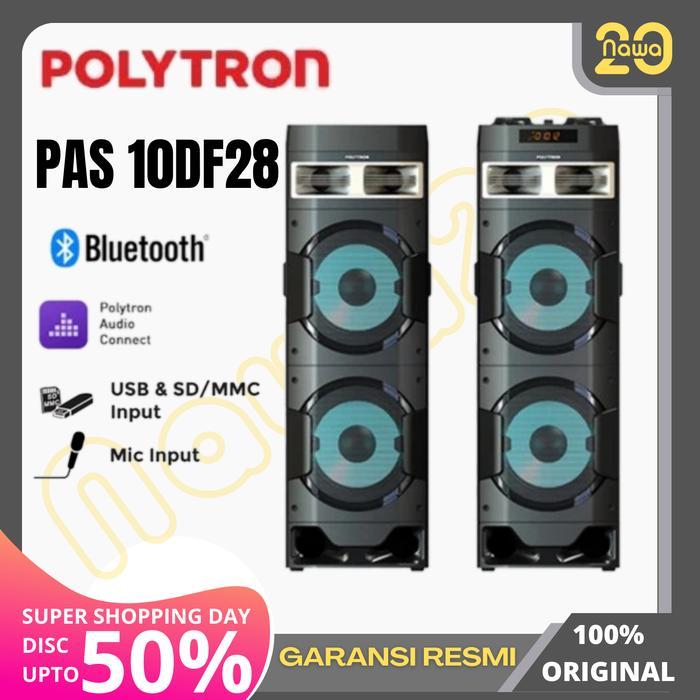 POLYTRON PAS 10DF28 SPEAKER AKTIF PAS10DF28 10inch PAS 10D28 KARAOKE