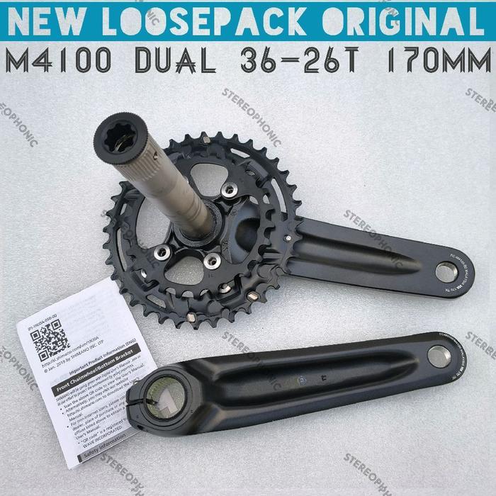 Baru New Loosepack Original Shimano Crank Deore Fc-M4100 36-26T Crank Deore Dual 36-26T Crank Deore