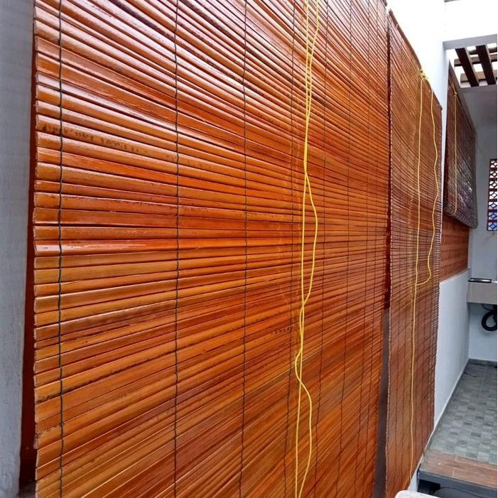 Terlaris Kerai Bambu Kulit Sawit Full Pernis Tirai Tirai