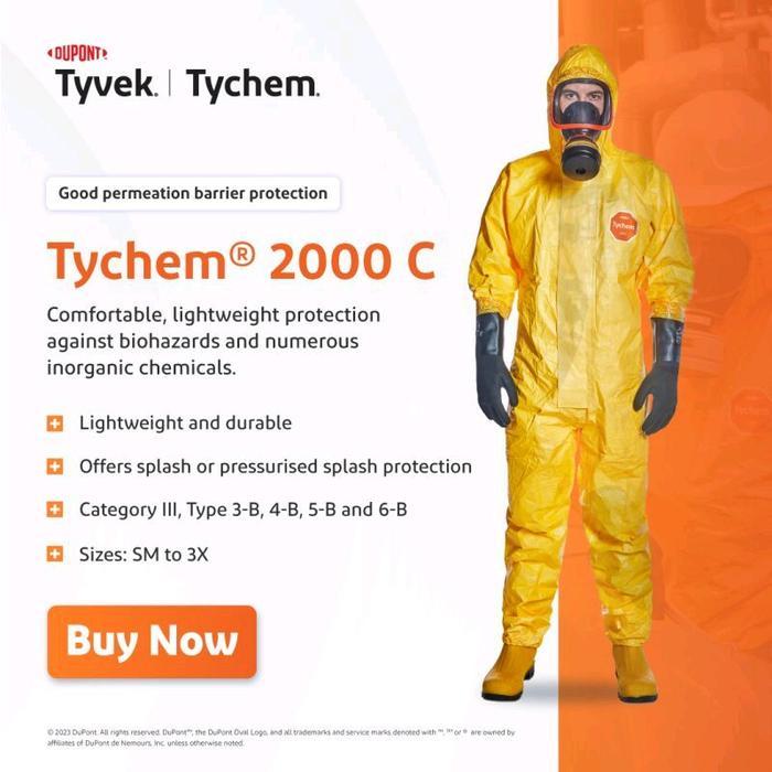 Hazmat Dupont Tychem C 2000 (Tychem 2000) Terbaik