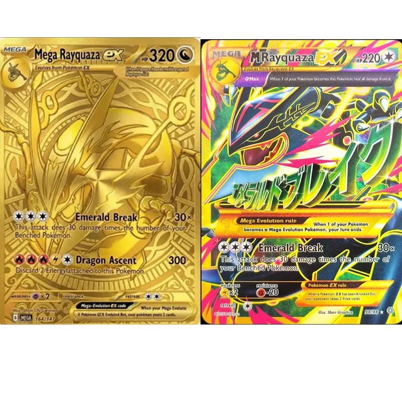 DIY Pokemon card Rayquaza Series Mega Rayquaza gold 164/147 Rayquaza ex Rayquaza Vmax English